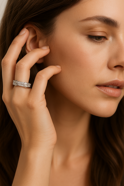 Bolt & Brilliance Pavé Stack Ring - Sterling Silver