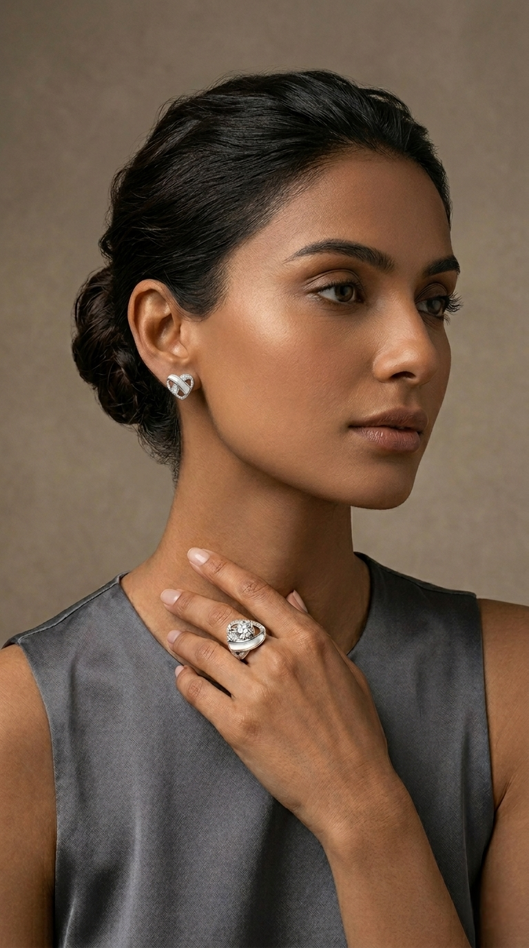 Ivory Arc Pavé Studs | 925 Sterling Silver