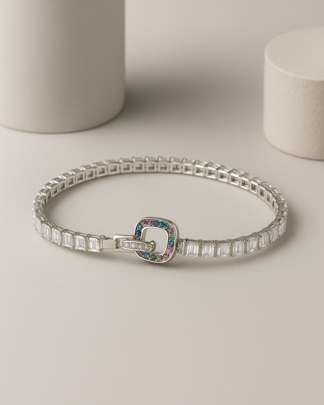 Hexagon Rainbow Tennis Bracelet