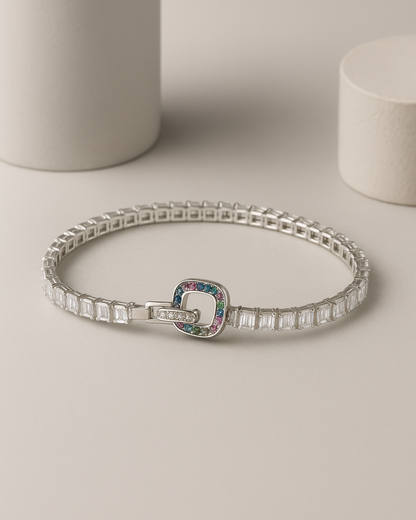 Hexagon Rainbow Tennis Bracelet