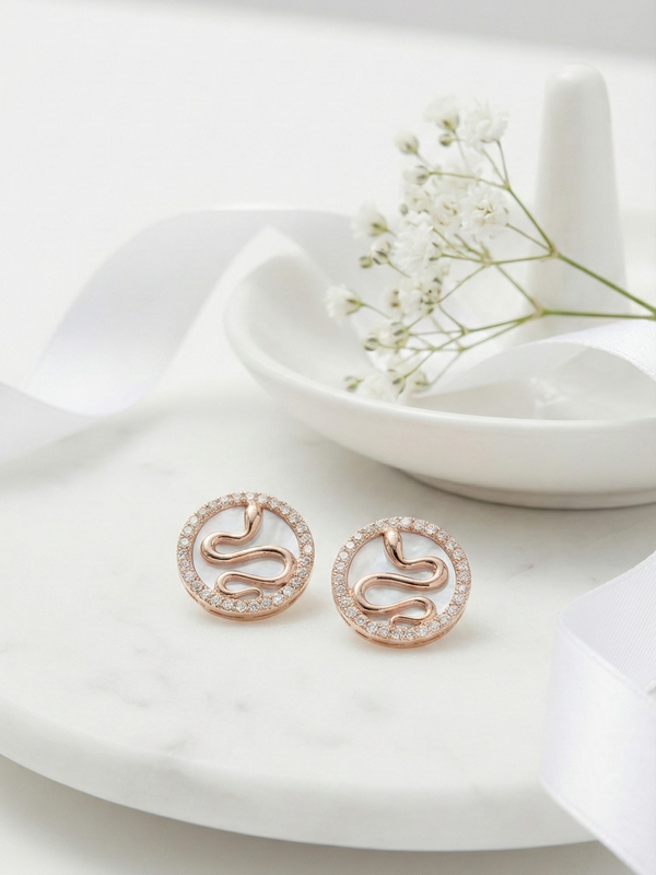 Serpent Halo Stud Earrings | 925 Sterling Silver