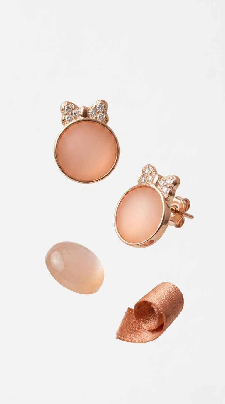 Mirelle Blush Bow Studs | 925 Sterling Silver