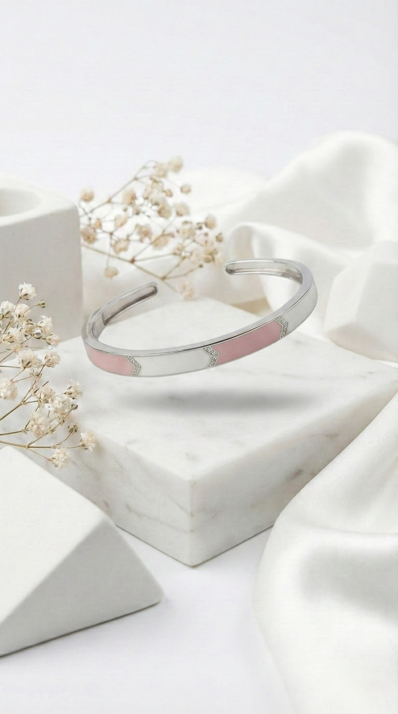 Arielle Blush Inlay Cuff  | 925 Sterling Silver