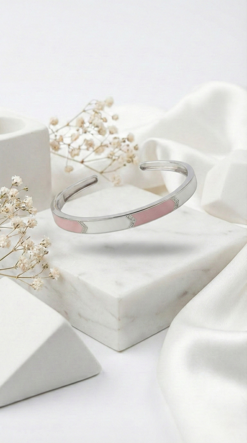 Arielle Blush Inlay Cuff  | 925 Sterling Silver