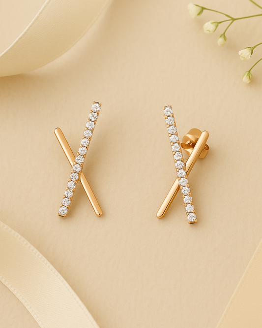 Zenith Cross Bar Earrings - Demi Fine
