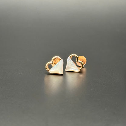 Moonlit Heart Drops Studs Earrings