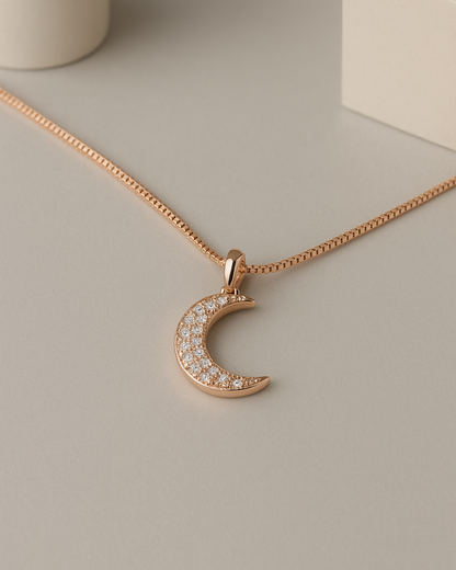 Crescent Sparkle Necklace Sterling Silver