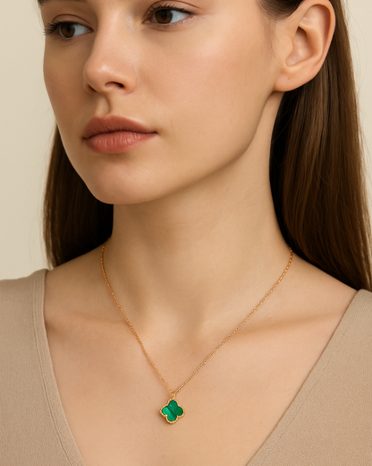 Emerald Clover Necklace Sterling Silver