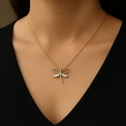 Golden Dragonfly Necklace