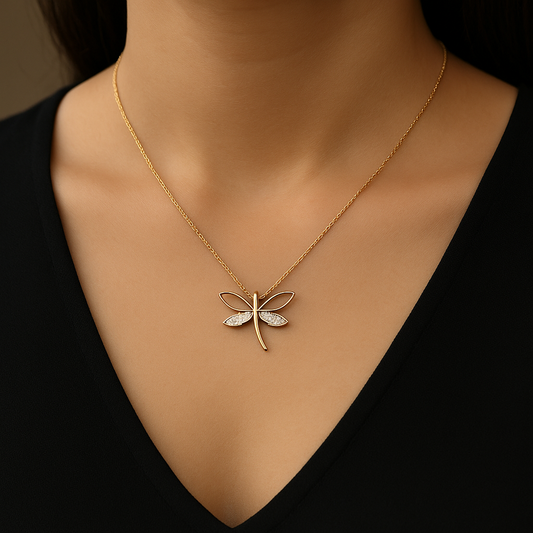 Golden Dragonfly Necklace