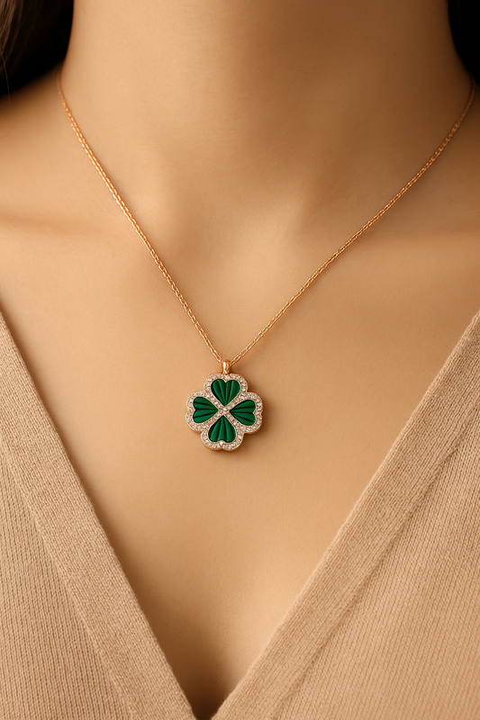 Emerald Clover Charm Necklace