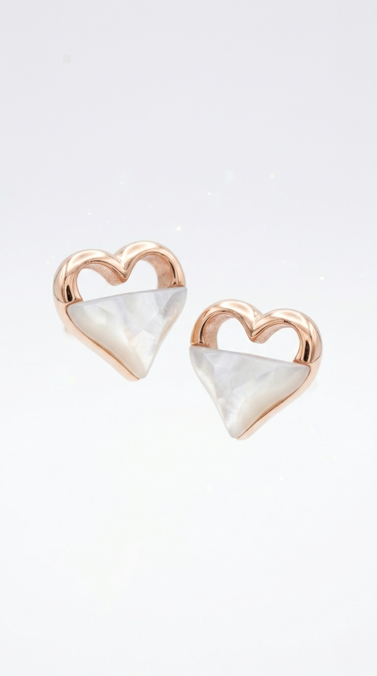 Celeste Pearl-Dipped Heart Studds | 925 Sterling Silver
